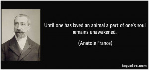 Until one has loved an animal a part of one's soul remains unawakened ...