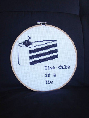 Portal quote cake cross stitch by FunWithNeedles on Etsy