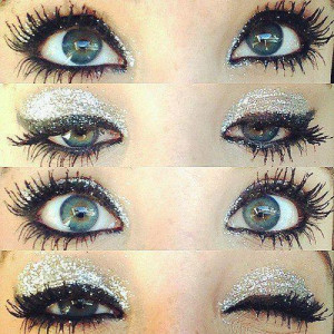 Black and silver glitter eye makeup