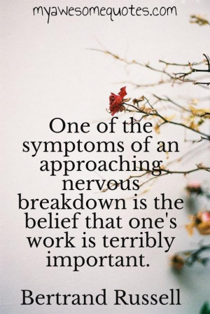 ... nervous breakdown is the belief that one's work is terribly important