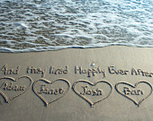 And They Lived happily ever after personalized and written in the sand