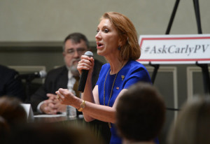 Carly Fiorina spoke during a reception and panel discussion in ...