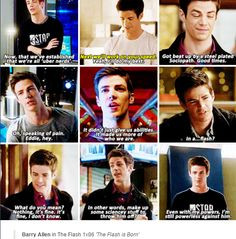 the flash 1x06 barry allen- Haha! I love all of these quotes! Barry is ...