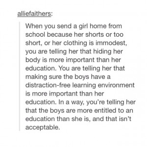 ... . Don't punish the girls who have done nothing wrong. Rant over