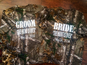 The Hunt is Over Camo Couples Bride and Groom Shirts