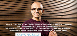 ... under CEO Satya Nadella . The discussion revolves around this quote