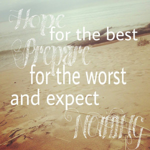 Hope for the best, prepare for the worst and expect nothing -