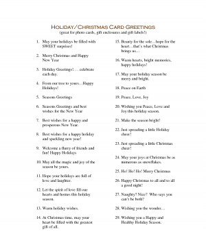 Christmas Card Sayings and Verses