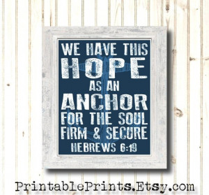 Nautical Sign Compass Printable Word Art Hebrews 6 19 Bible Verse JPEG ...