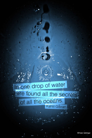 ... of water are found all the secrets of all the oceans. kahlil gibran