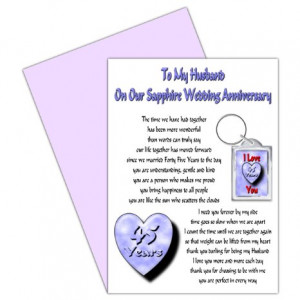 Husband 45th Wedding Anniversary Card With Removable Keyring Gift - 45 ...