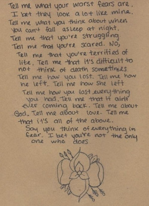 Tell me what your worst fears are. quote