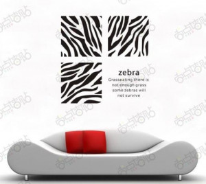 Zebra Grass Eating Holiday Animal Removable Vinyl PVC Wall Art Words ...