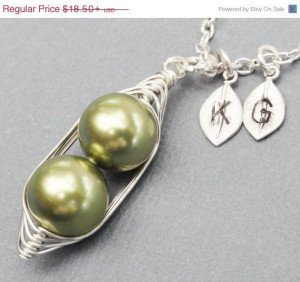 sale peas in a pod necklace 2 3 or 4 peas pick your color pearl on ...