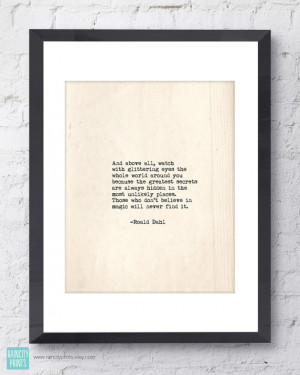 Roald Dahl Quote. Inspirational Print. Typographic Print. Typewriter ...