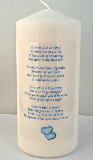 Love Poem, Wedding, Anniversary, Xmas Candle - 