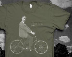 HG Wells Bike quote Tshirt Mens American Apparel color t-shirt