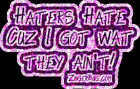 Glitter Graphic Comment: Haters Hate Pink Glitter Text