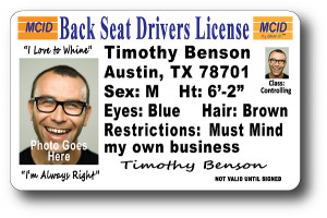 Back Seat Drivers License