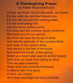 Thanksgiving Prayer by Walter Rauschenbusch