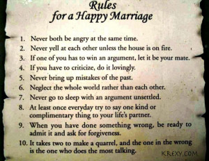 Funny Marriage Advice Rules for a happy marriage.