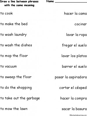 ... match cleaning related phrases in spanish and english phrases to cook