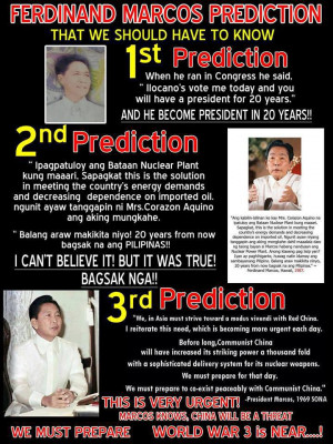 Ferdinand Marcos Prediction Anong masasabi nyo guys
