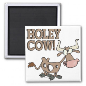 holey cow funny holy cow pun cartoon magnet