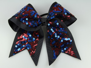 Red and Blue Swirl Sequin Cheer Bow