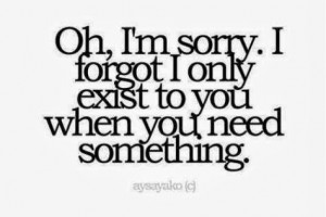 oh i m sorry i forgot i only exist to you when you need something