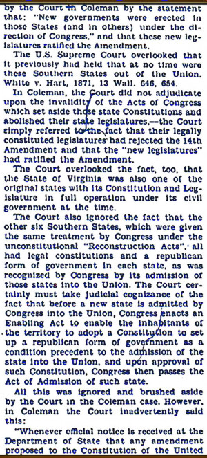Re: US Supreme Court 14th Amendment citizens NOT protected by Bill of ...