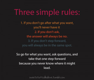 lessons, life, motivational, rules, text, three simple rules, words