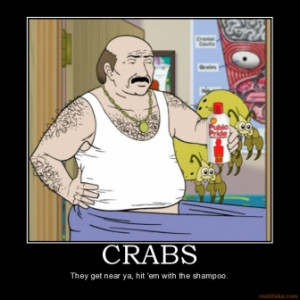 CRABS - They get near ya, hit 'em with the shampoo.