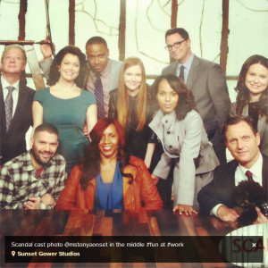 Cryer shared this fun on-set photo of the cast of Scandal.And I quote ...