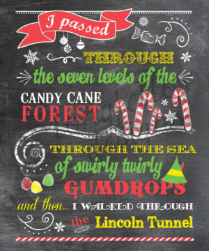 The Elf - Candy Cane Forest - Colorful Chalkboard Look 11 x 14 Print ...
