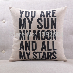 Free shipping English letters pillowcase famous quotes cotton cushion ...