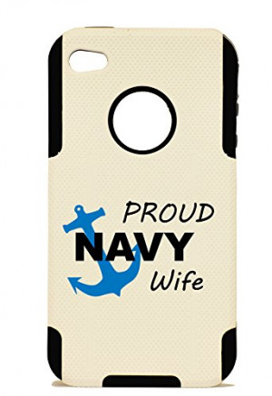 Iphone 4/4s Proud Navy Wife Plastic & Silicone Case - (Black)