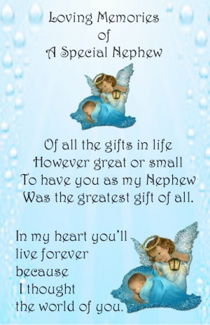 Baby Boy Male Bereavement Grave Card my baby NEPHEW Memorial Keepsake