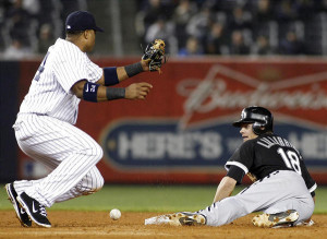 New York's Robinson Cano drops the ball as Brent Lillibridge steals ...