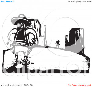 Clipart Wild West Cowboy Sherrif Ready To Duel In The Desert Black And ...