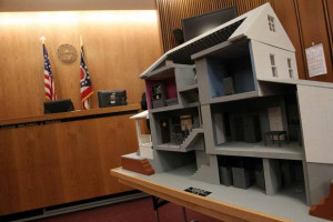 model of the home of Ariel Castro is displayed in the court room ...