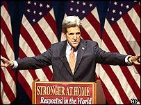 John Kerry delivers an electoral speech at New York University