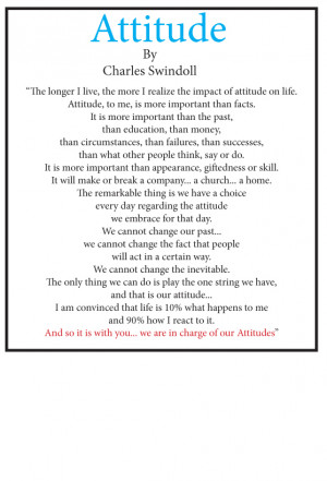 The poem “Attitude” by Charles Swindoll.