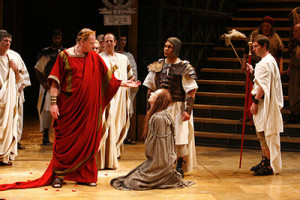 Dan Kremer as Julius Caesar, Kryztov Lindquist as the Soothsayer and ...