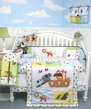 SoHo Noah Ark Baby Crib Nursery Bedding 13 pcs included Diaper Bag ...