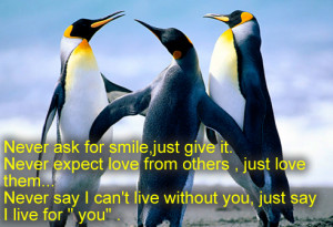 ... Never say I can’t live without you, just say I live for ” you