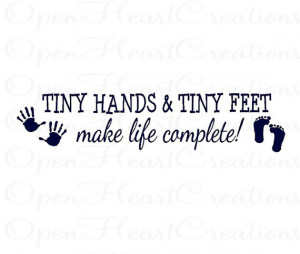 Nursery Wall Quote - Tiny Hands and Tiny Feet Make Life Complete ...