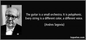 The guitar is a small orchestra. It is polyphonic. Every string is a ...