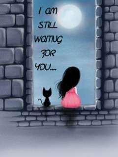 Waiting For You Wallpaper 240x320 cute, drawn, saying, sketch,