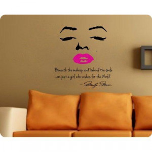 Marilyn Monroe Wall Decal Decor Quote Face PINK Lips Large Nice ...
